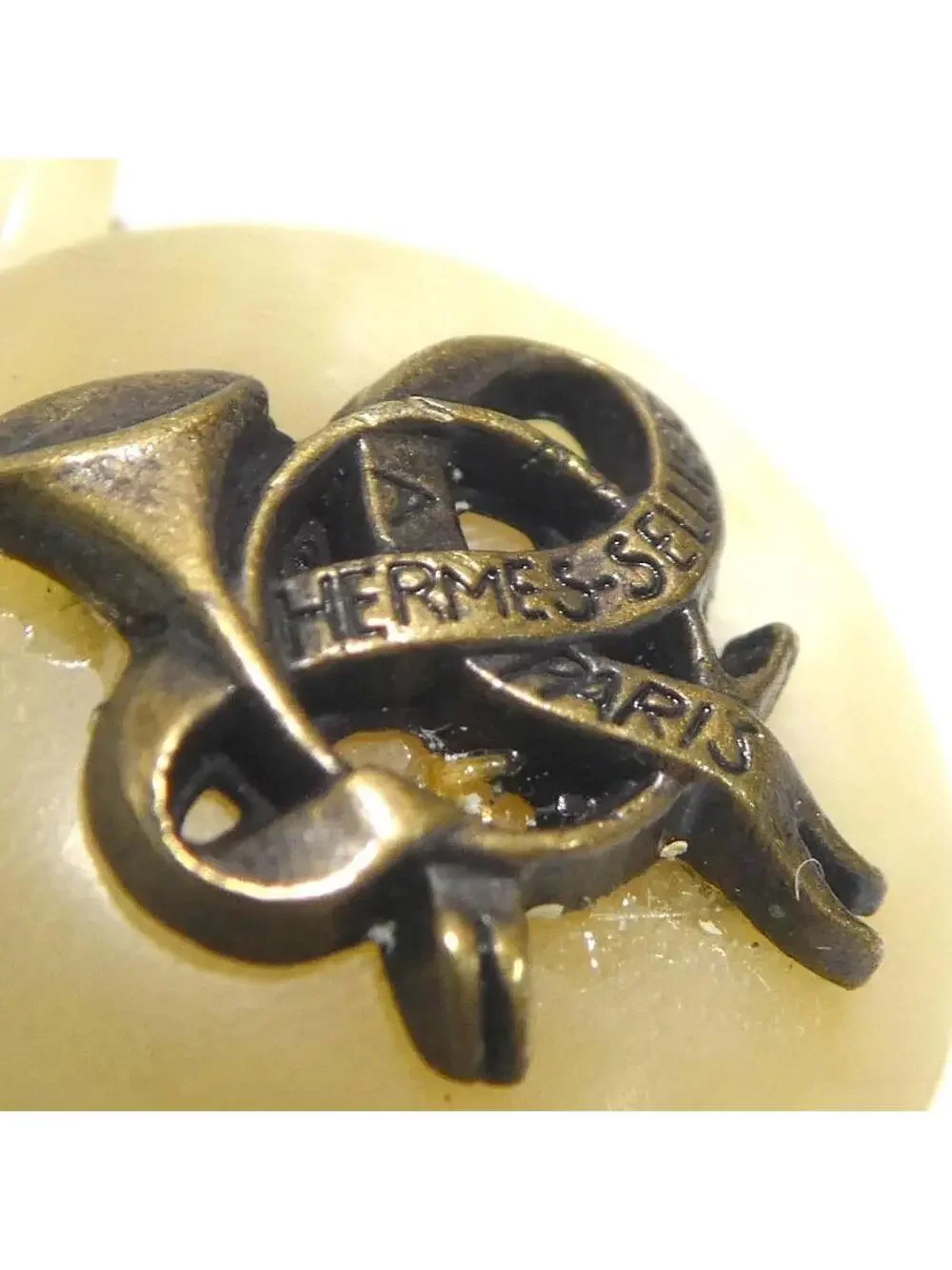 Auth Hermes Cufflinks Beige/Gold #293946H11B
